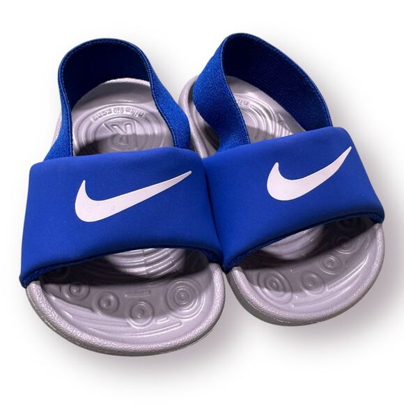Nike Unisex Kids Kawa BV1094-400 Blue Gray Comfort Slip On Slide Sandal Size 2C - Picture 1 of 9